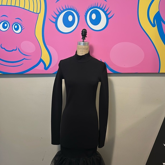 Philosophy by Lorenzo Serafini black know ruffle hem gown